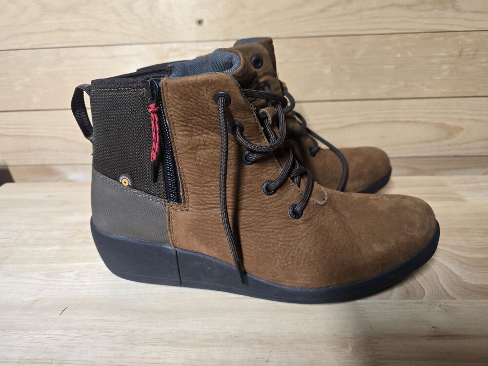 Bogs Vista Rugged Wedge Lace Up Women Casual Boots Brown Cognac Size 7 - Picture 3 of 7